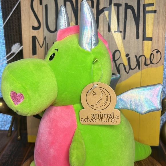 Squishy Heart Plush Dragon with iridescent horns and wings Valentines NWT - Picture 5 of 12